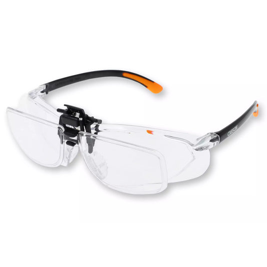 Carson Safety Glasses +2.5 Diopter 1.6x Magnifier Flip-Up Scratch-Resistant Lens VM-20