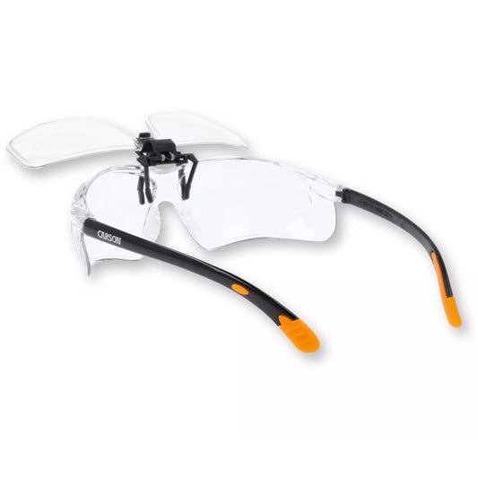 Carson Safety Glasses +2.5 Diopter 1.6x Magnifier Flip-Up Scratch-Resistant Lens VM-20