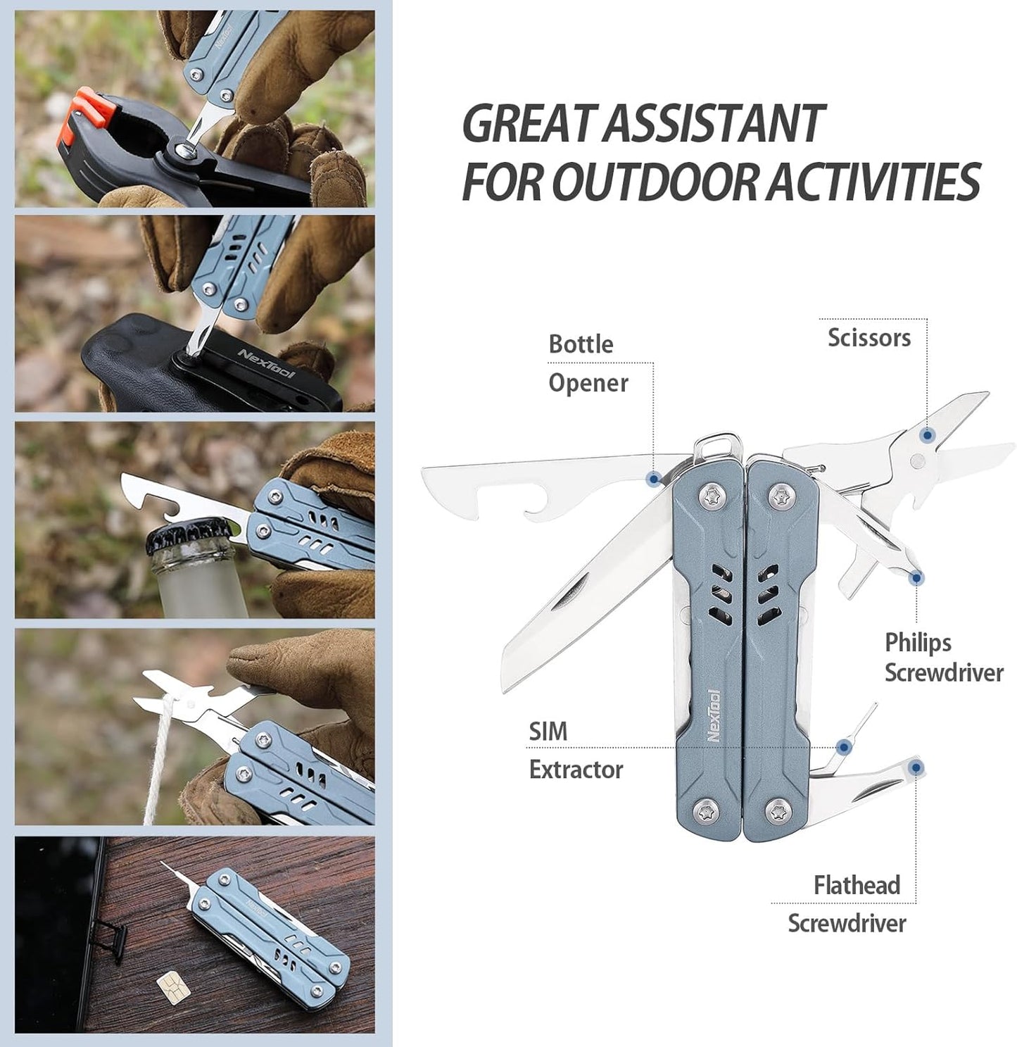 NexTool Mini Sailor S11 Blue Compact Multi-Tool with 11 Functions