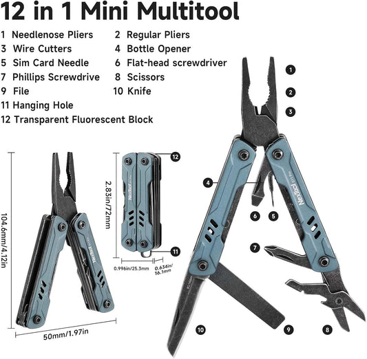 NexTool Mini Sailor S11 Pro Blue/Black Compact Multi-Tool with 12 Functions
