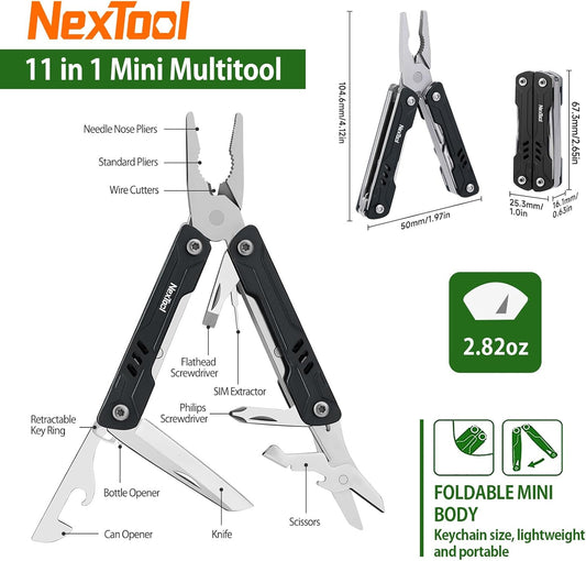 NexTool Mini Sailor S11 Black Compact Multi-Tool with 11 Functions