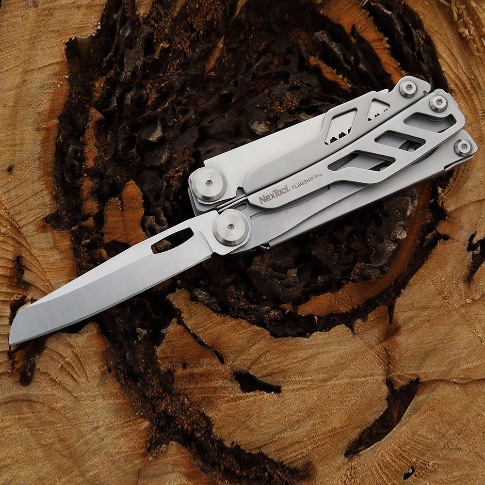 NexTool Flagship Pro Sandblasted Silver Multi-Tool 16 Functions with Nylon Pouch