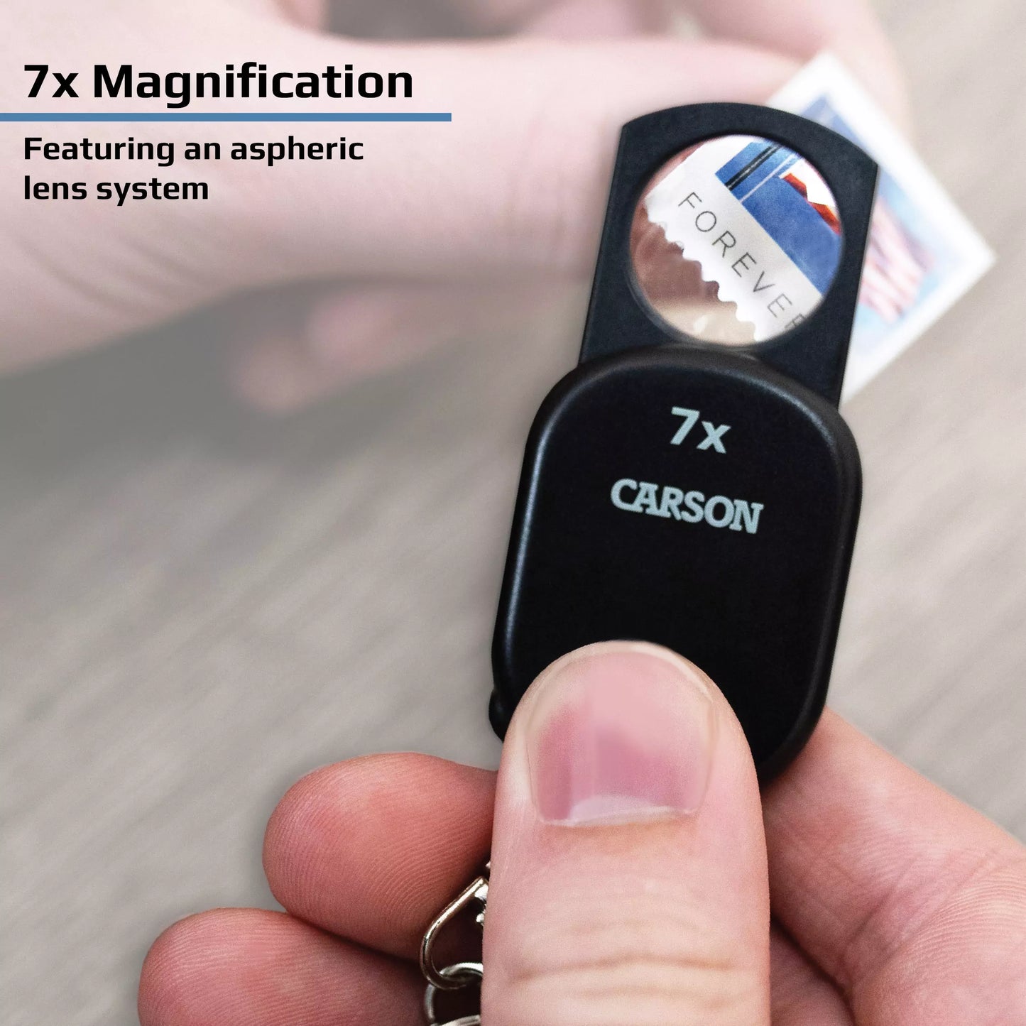 Carson Clip & View 7x Pop-Up Retractable Aspheric Keychain Magnifier GN-70
