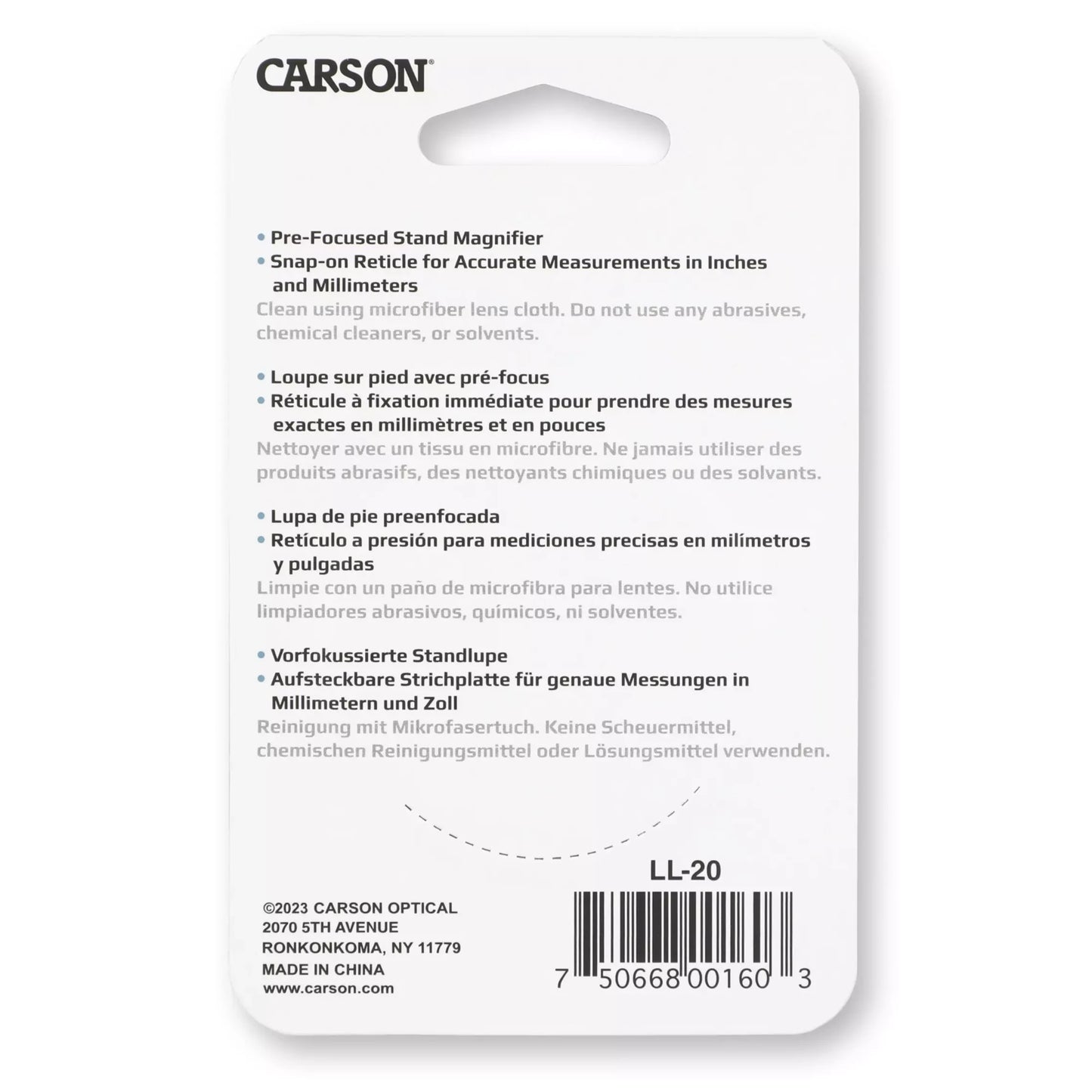 Carson LumiLoupe 10x Pre-Focused Dual Lens Stand Magnifier with Measurement Reticle LL-20