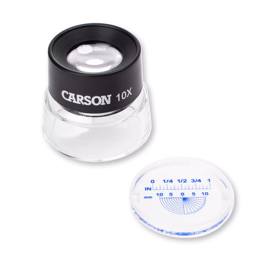 Carson LumiLoupe 10x Pre-Focused Dual Lens Stand Magnifier with Measurement Reticle LL-20