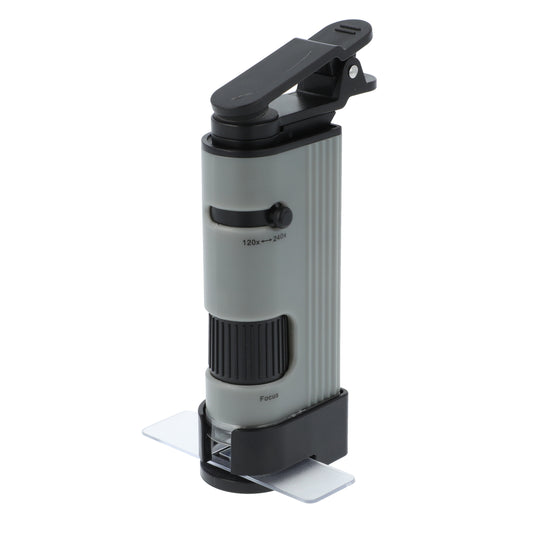 Carson MicroPic™ 120x-240x Dual LED High-Resolution Pocket Microscope with Slide Base and Smartphone Digiscoping Clip MP-400
