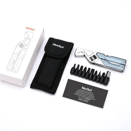 NexTool Light Wrench W2 Blue Multi-Tool Pliers 8 Functions with Pouch and Bit Kit