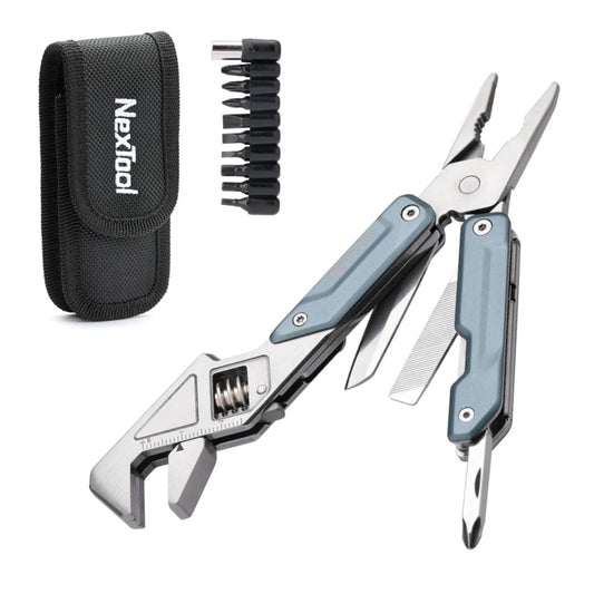 NexTool Light Wrench W2 Blue Multi-Tool Pliers 8 Functions with Pouch and Bit Kit