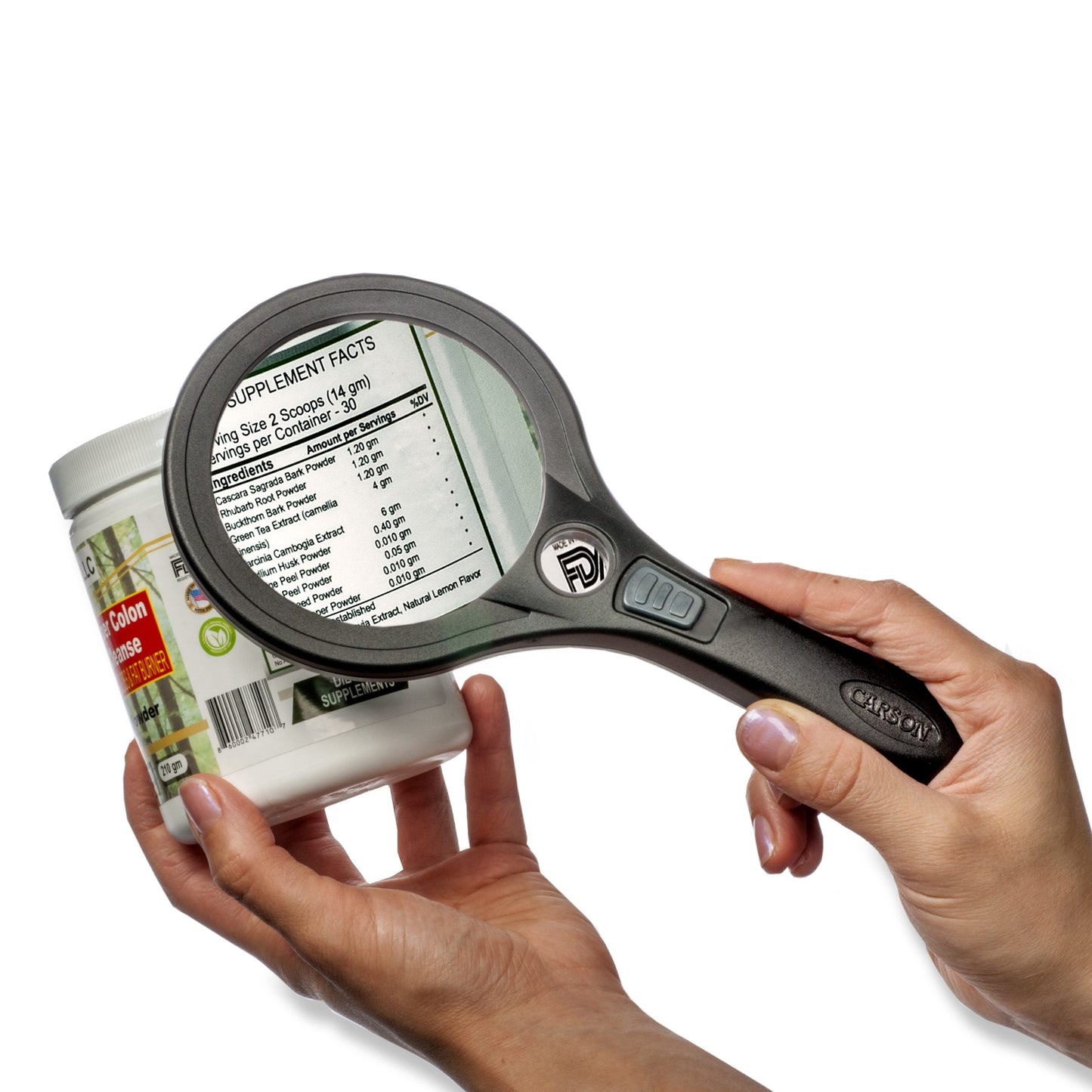 Carson Lume Series™ 2.5x Power 3.5” Acrylic Lens COB LED Lighted Magnifying Glass AS-90