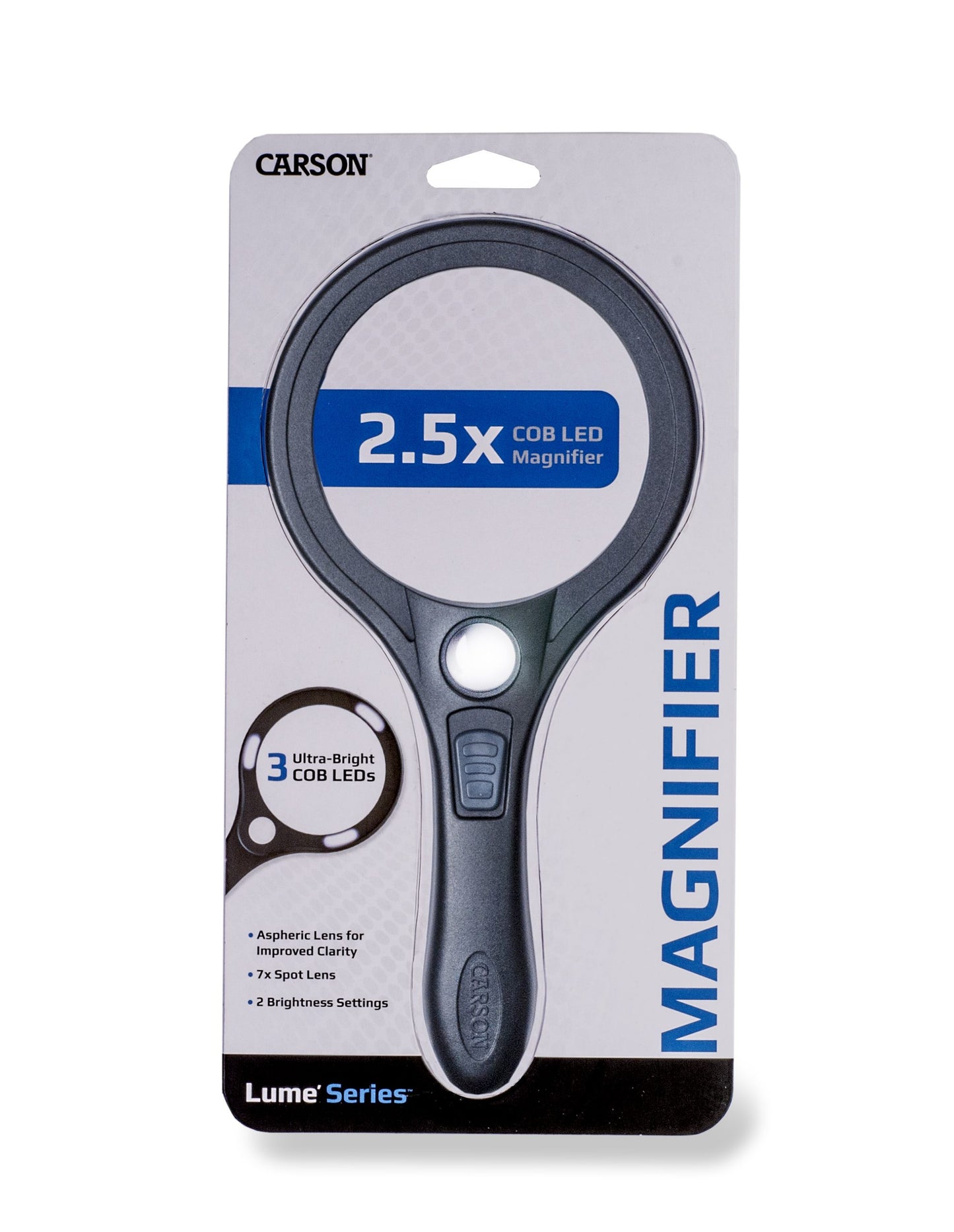 Carson Lume Series™ 2.5x Power 3.5” Acrylic Lens COB LED Lighted Magnifying Glass AS-90