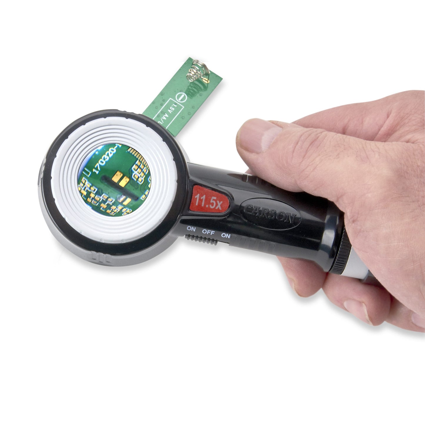 Carson PRO Series MeasureLoupe™ 11.5x Power LED/UV Lighted Loupe Magnifier with Reticle CP-45