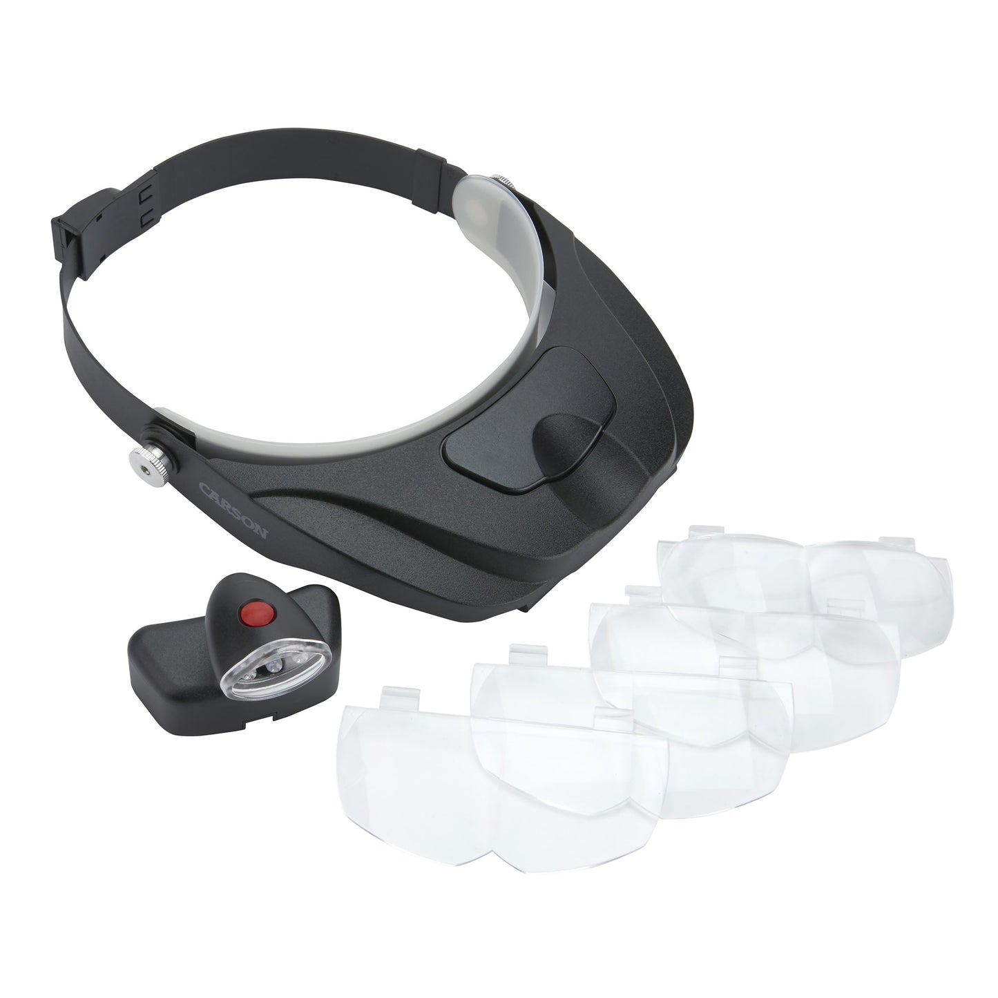 Carson PRO Series MagniVisor™ Deluxe Head-Worn LED Lighted Magnifier with 4 Lenses CP-60