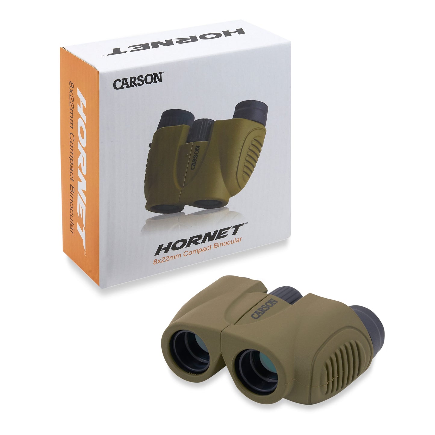 Carson Hornet™ 8x22mm Porro Prism Compact Lightweight Binoculars Olive Green HT-822