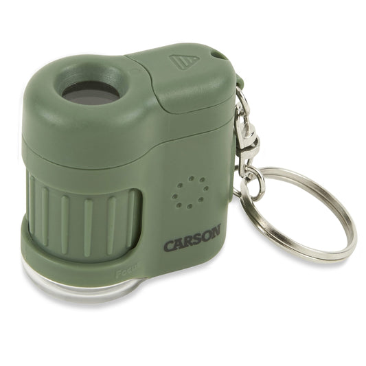 Carson MicroMini™ 20x LED Lighted Pocket Microscope, Built-In UV, LED Flashlight, Green MM-280G