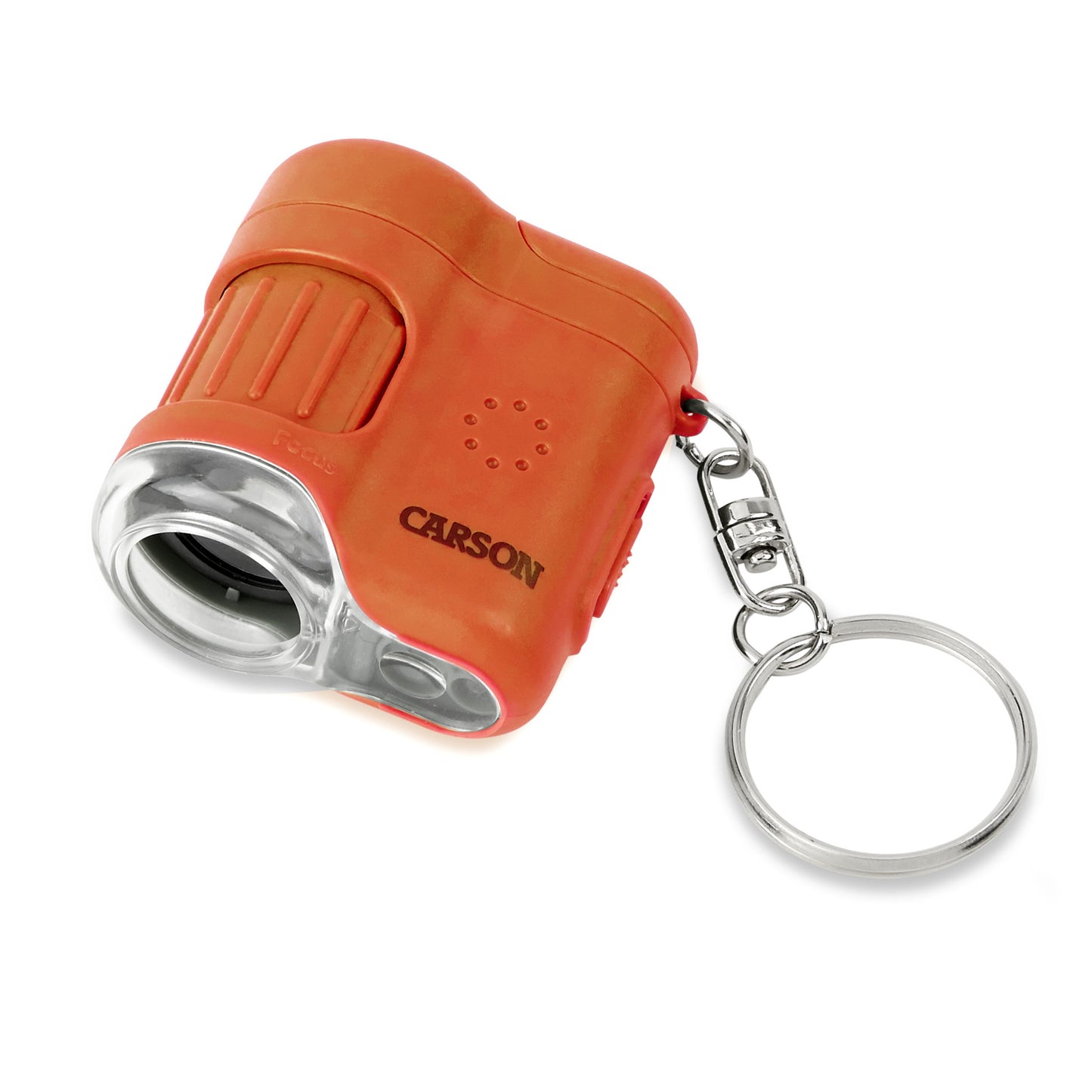 Carson MicroMini™ 20x LED Lighted Pocket Microscope, Built-In UV, LED Flashlight, Orange MM-280O