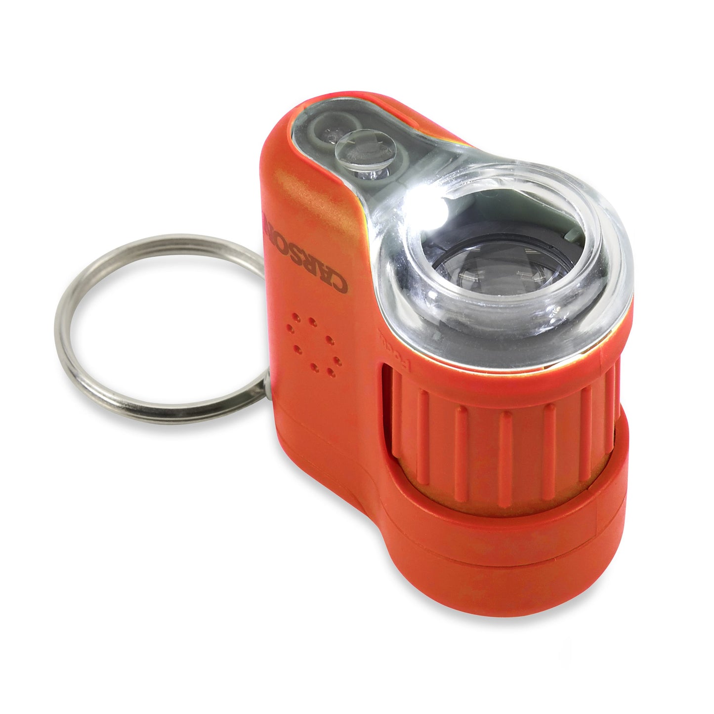 Carson MicroMini™ 20x LED Lighted Pocket Microscope, Built-In UV, LED Flashlight, Orange MM-280O