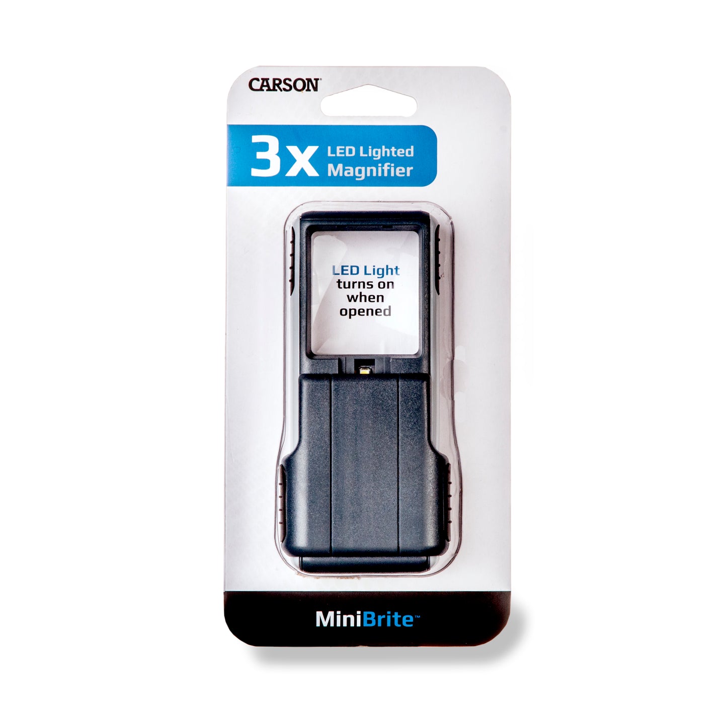 Carson MiniBrite™ 3x Power LED Lighted Slide-Out Aspheric Magnifier, Protective Sleeve PO-25