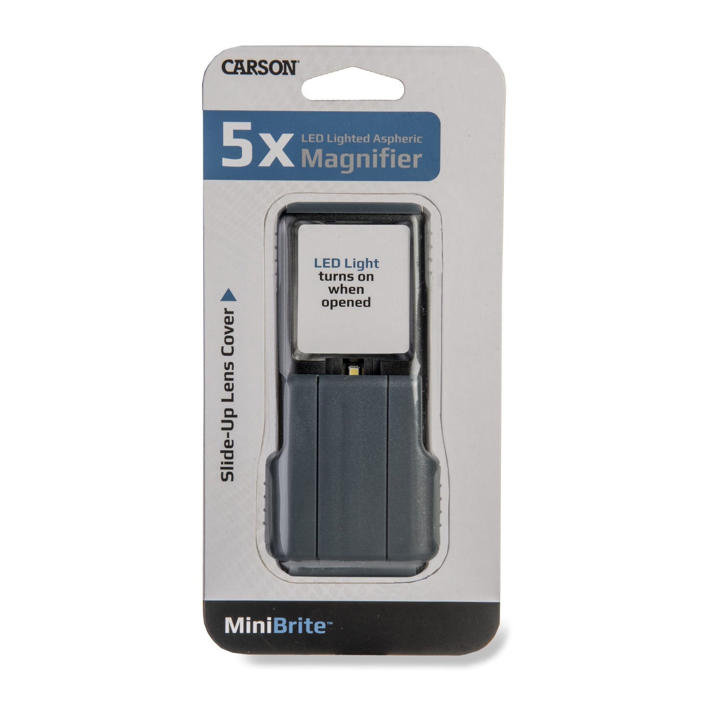 Carson MiniBrite™ 5x Power LED Lighted Slide-Out Aspheric Magnifier, Protective Sleeve PO-55