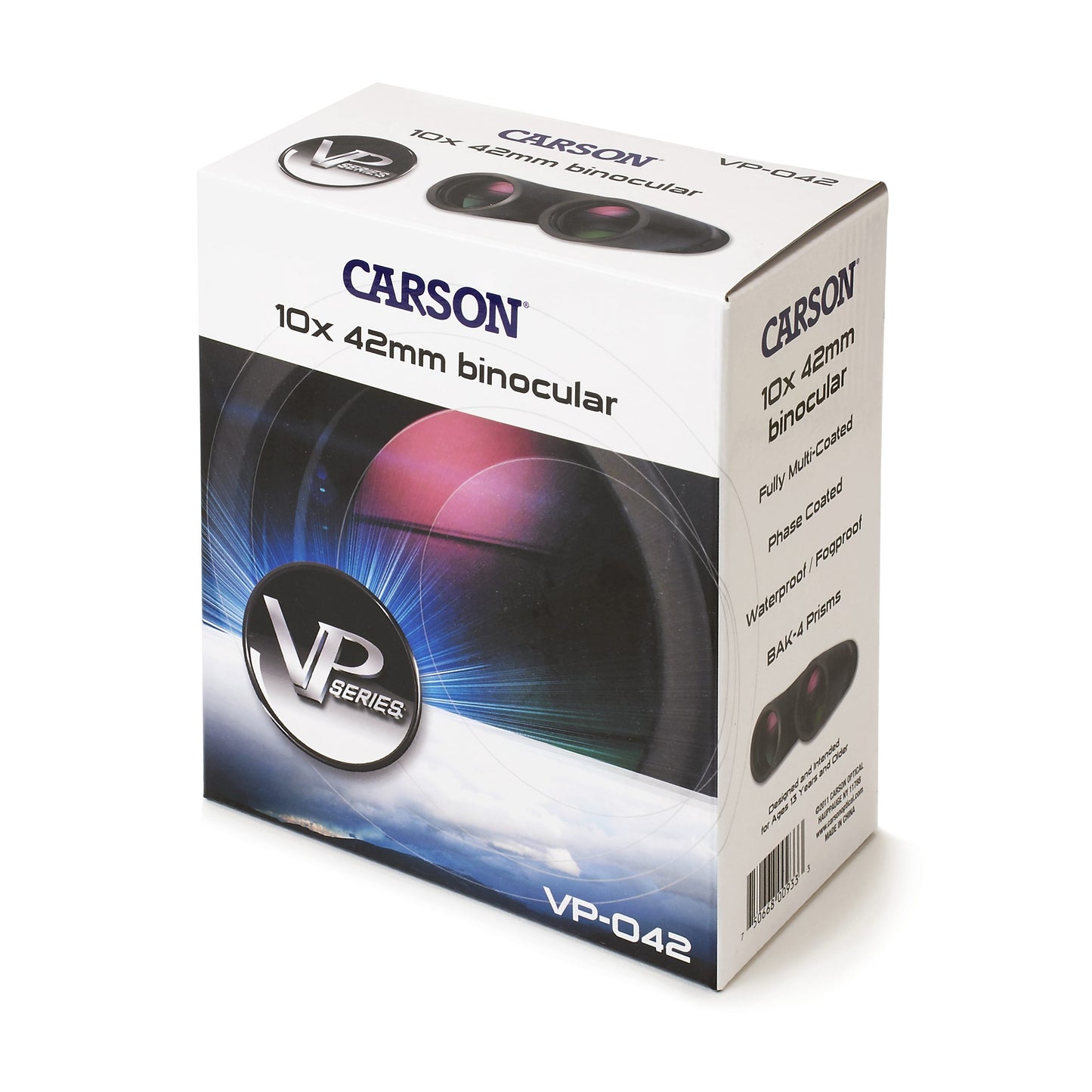 Carson VP Series 10x42mm Full-Sized Phase-Coated Waterproof Binoculars VP-042