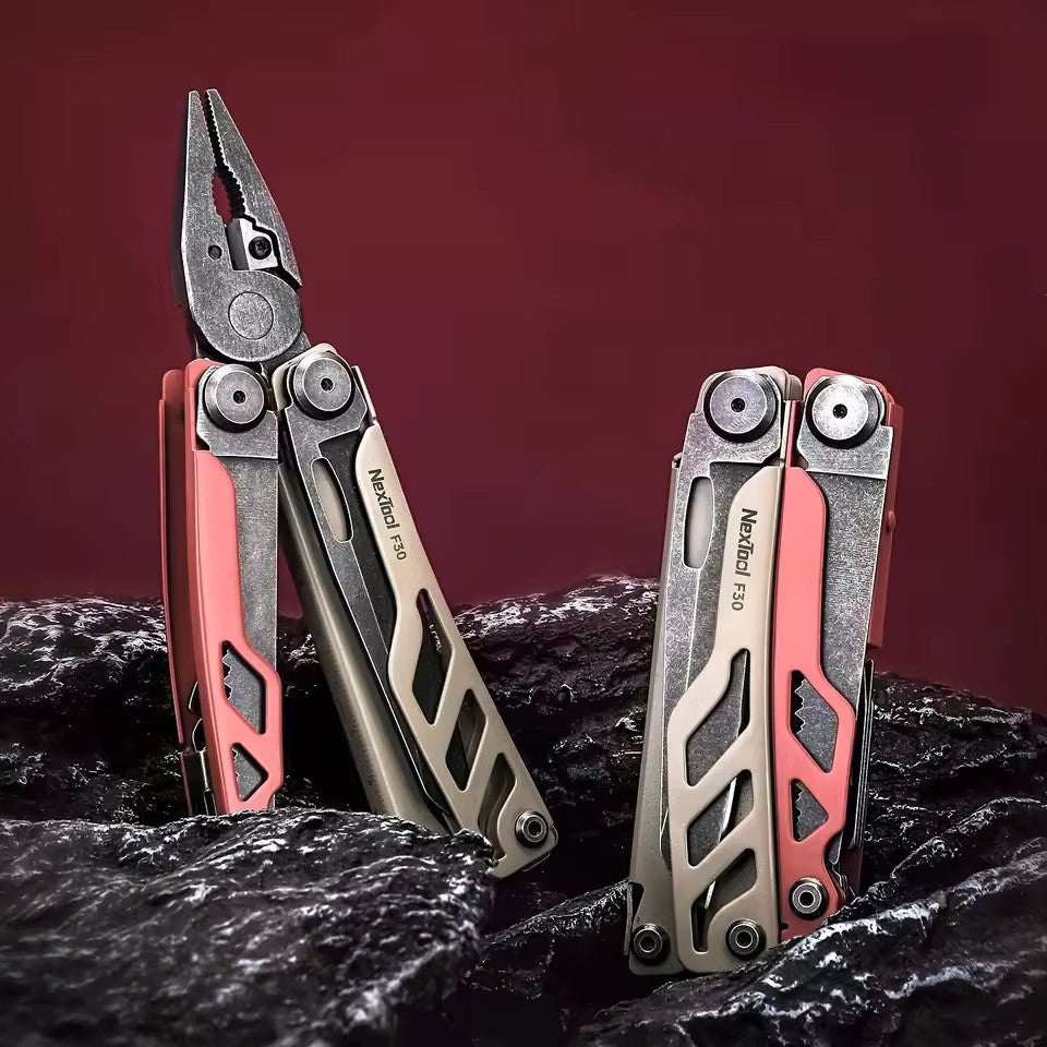 NexTool F30 Flagship Pro Red / Brown Stonewashed Multi-Tool 16 Functions with Nylon Pouch