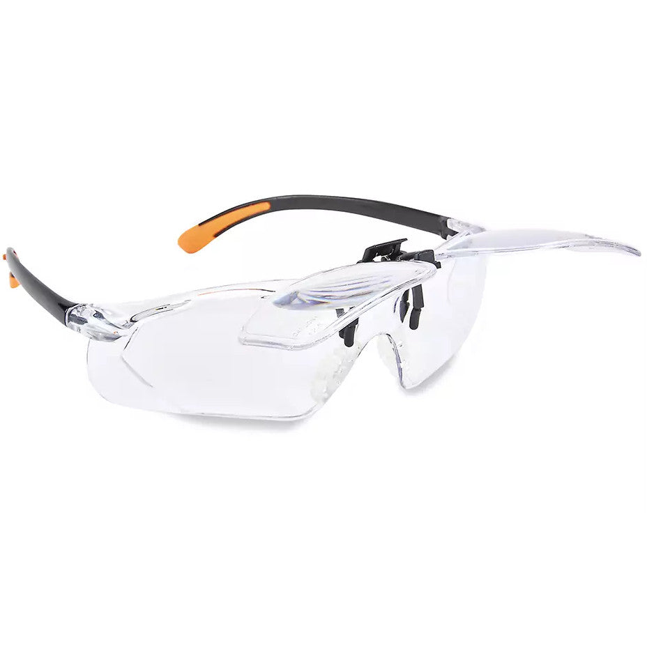 Carson Safety Glasses +2.5 Diopter 1.6x Magnifier Flip-Up Scratch-Resistant Lens VM-20