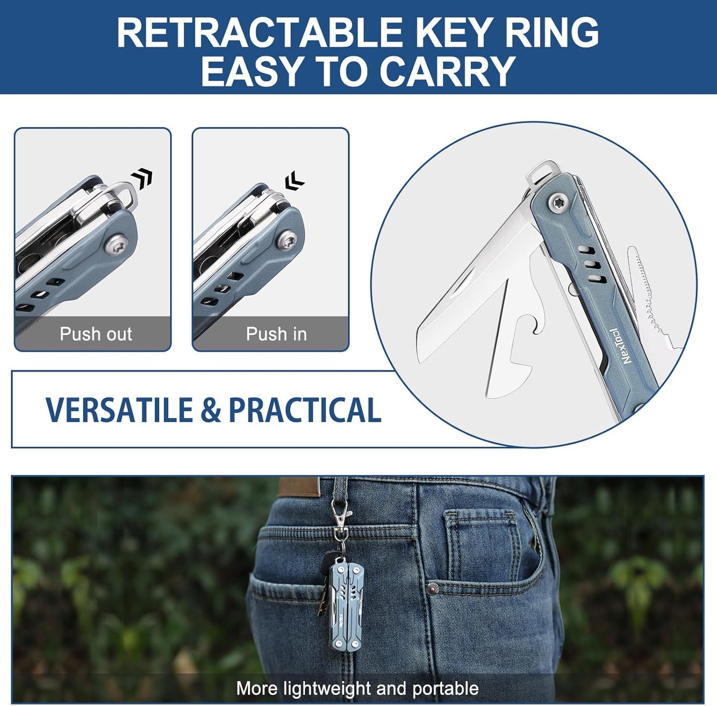 NexTool Mini Sailor S11 Blue Compact Multi-Tool with 11 Functions