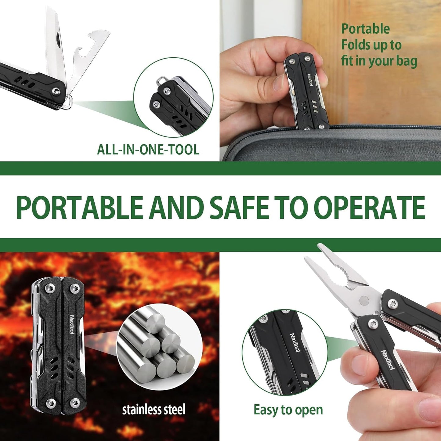 NexTool Mini Sailor S11 Black Compact Multi-Tool with 11 Functions