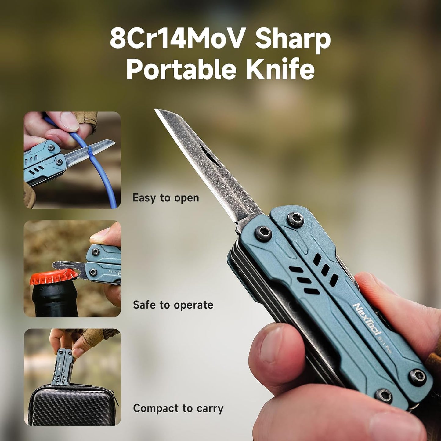 NexTool Mini Sailor S11 Pro Blue/Black Compact Multi-Tool with 12 Functions