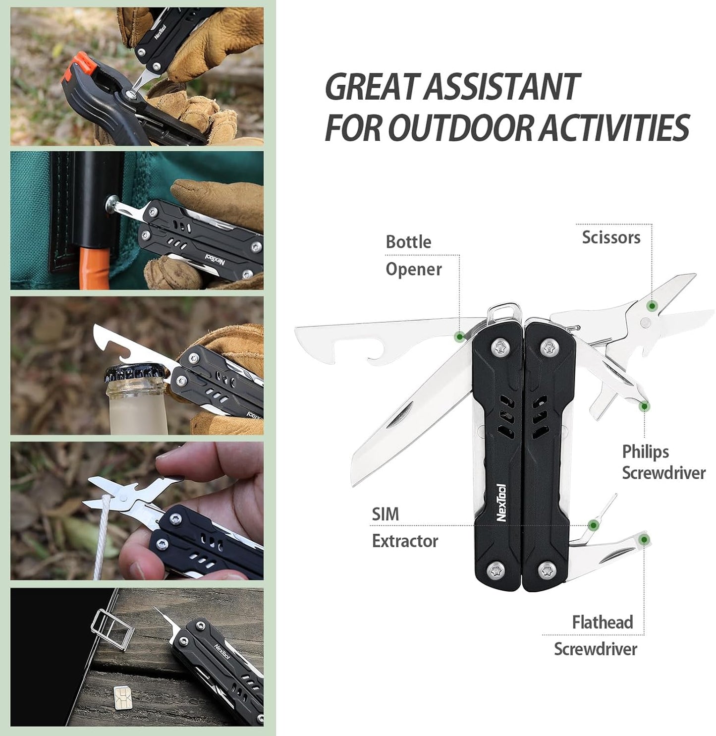 NexTool Mini Sailor S11 Black Compact Multi-Tool with 11 Functions