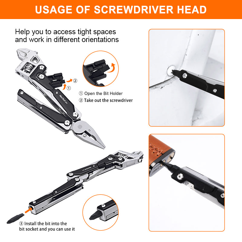 NexTool Adjustable Wrench W4 Multi-Tool Pliers 11 Functions with Pouch