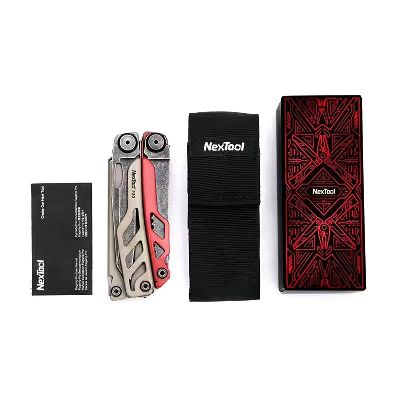 NexTool F30 Flagship Pro Red / Brown Stonewashed Multi-Tool 16 Functions with Nylon Pouch