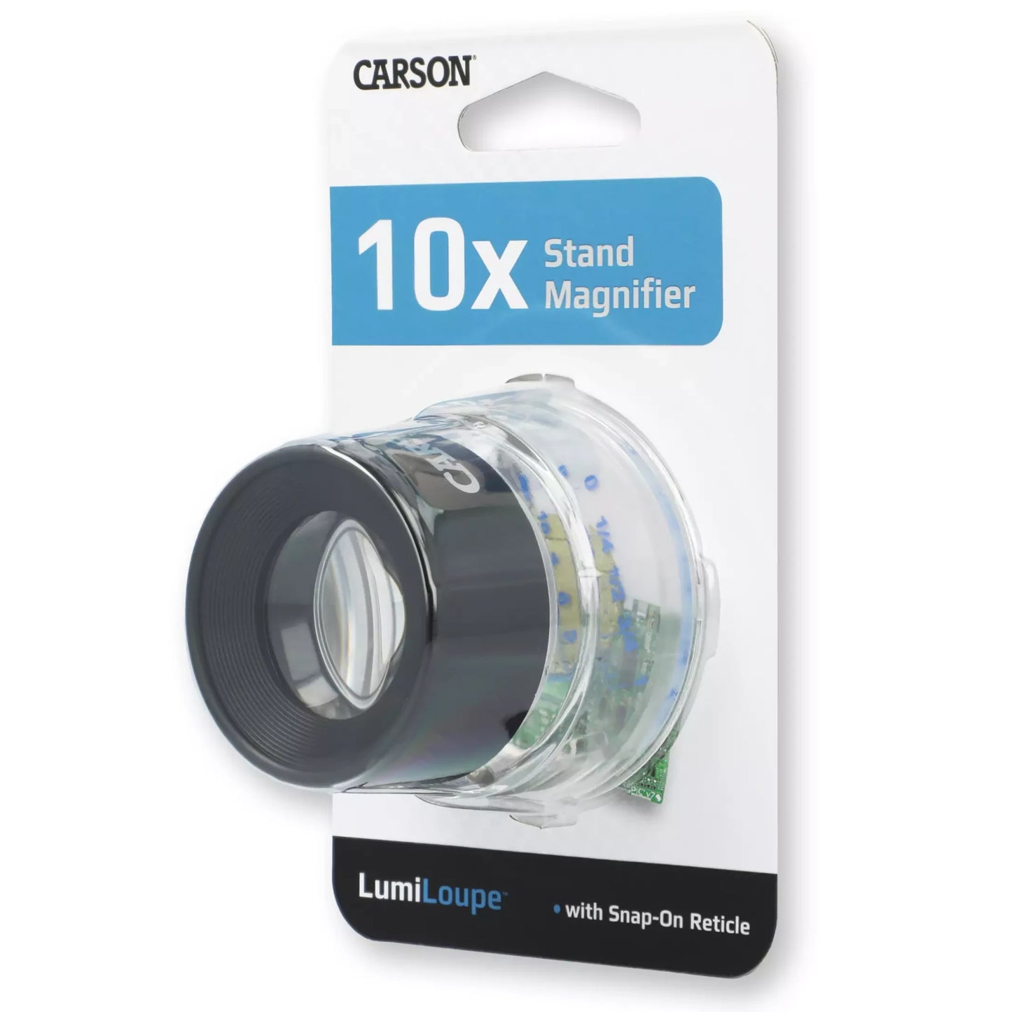 Carson LumiLoupe 10x Pre-Focused Dual Lens Stand Magnifier with Measurement Reticle LL-20
