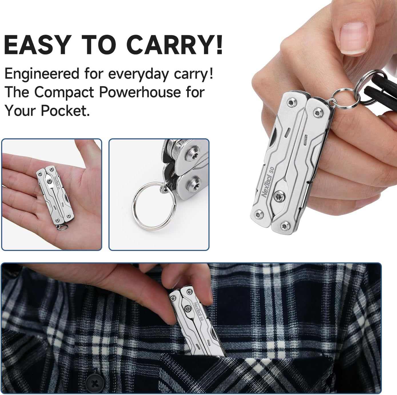 NexTool Micro Sailor Scissors S0 Bladeless Slim Keychain Multi-Tool 8 Functions