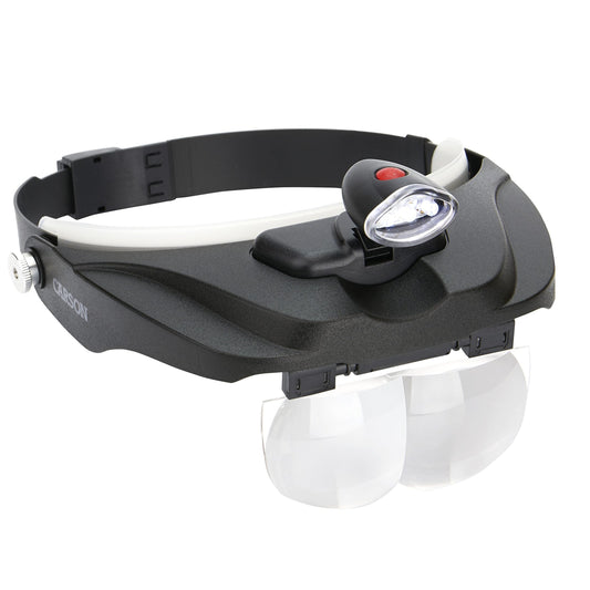 Carson PRO Series MagniVisor™ Deluxe Head-Worn LED Lighted Magnifier with 4 Lenses CP-60
