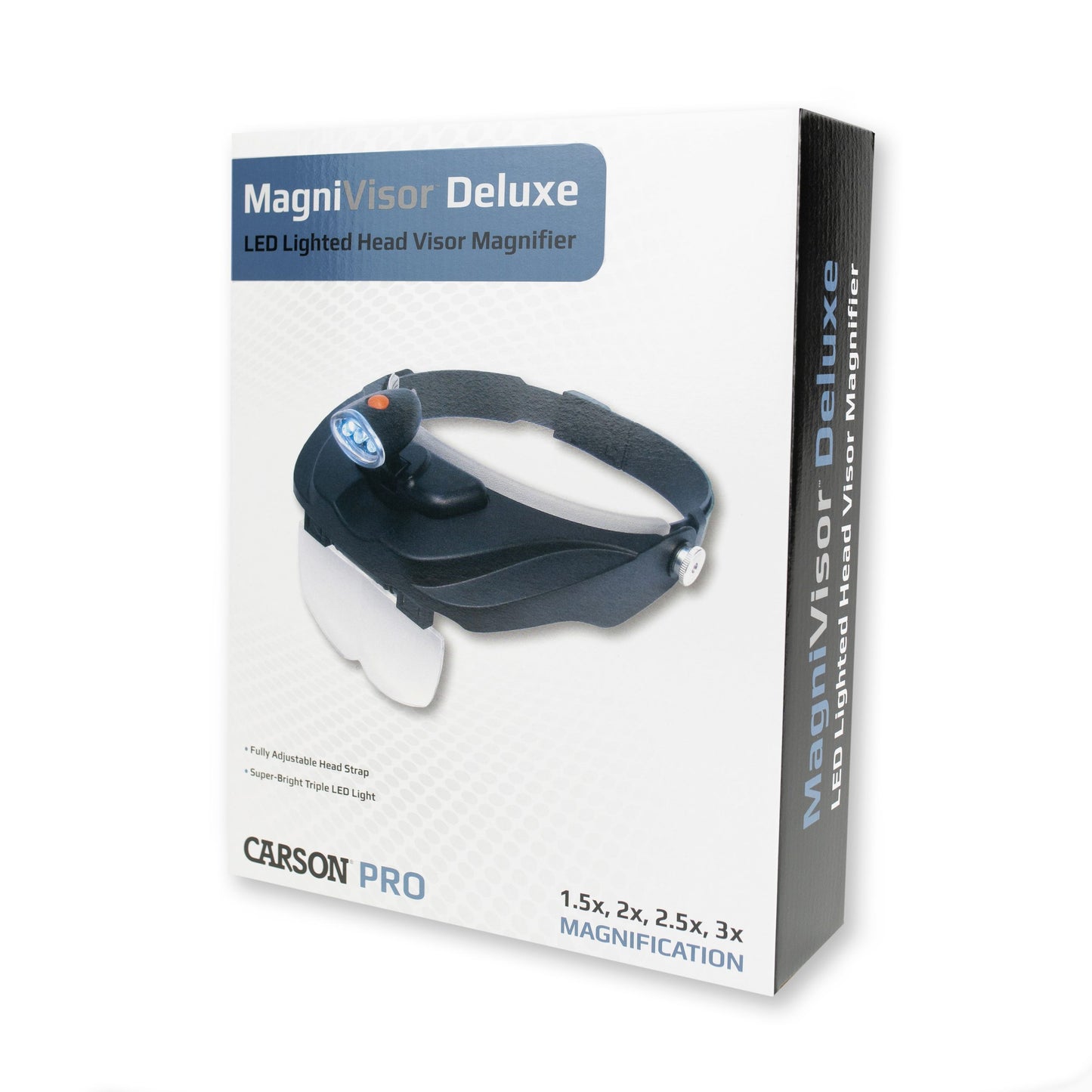 Carson PRO Series MagniVisor™ Deluxe Head-Worn LED Lighted Magnifier with 4 Lenses CP-60