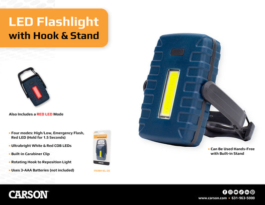 Carson Multipurpose COB LED Flashlight with Hook and Stand KL-20