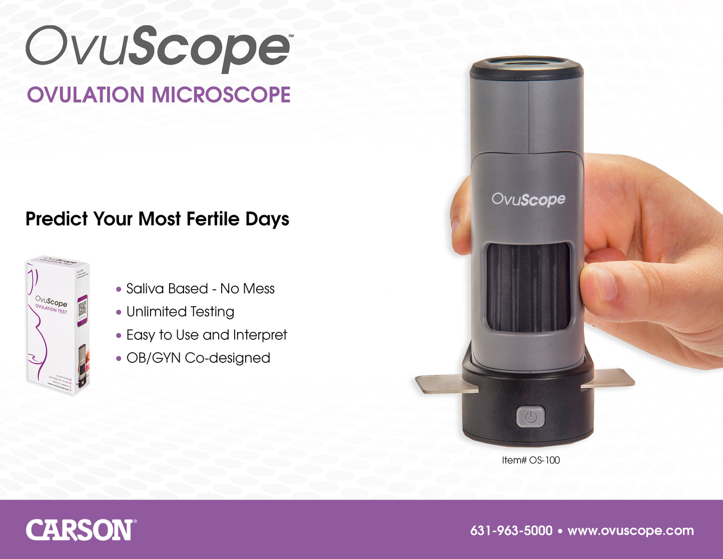 Carson OvuScope™ Reusable Saliva Ovulation Fertility Prediction Microscope Test OS-100